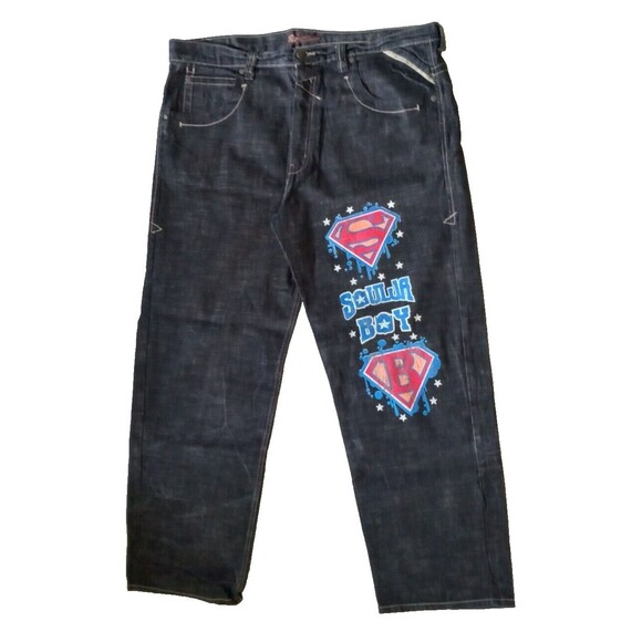 Risk Jeans Men's Soulja Boy Black Baggy Hip Hop Skate Jeans Size 42x32 VGUC - Picture 1 of 3